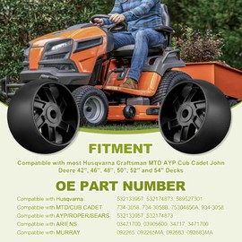 Set of 4 Lawn Mower Deck Gauge Wheels Kit Compatible with 42" 46" 48" 50" 52" 54" Decks, Compaible with Husqvarna Cub Cadet Craftsman MTD Replace# 532133957 532174873 753-04856A 734-3058 174873