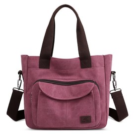 DIRRONA Handbag Women's Canvas Fashion Shoulder Bag Lightweight Messenger Bag Women's Bag Multiple Pockets Casual Travel Waterproof School Work Women's Handbag, purple