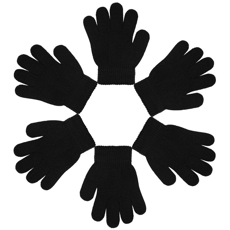 Cooraby 3 Pairs Winter Kids Gloves Warm Stretchy Knitted Magic