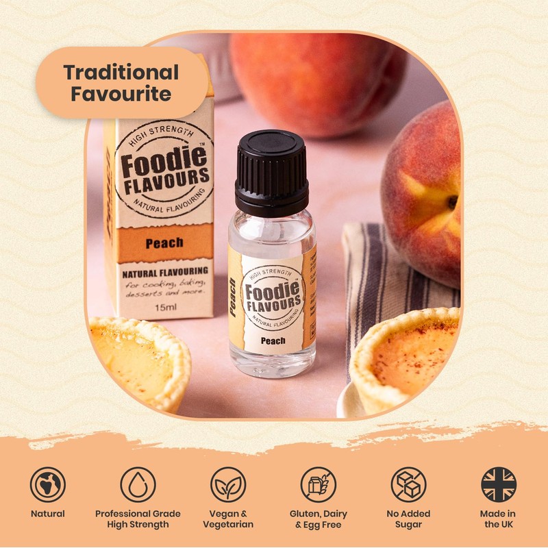 Foodie Flavours Natural Peach Flavouring, High Strength - 15ml