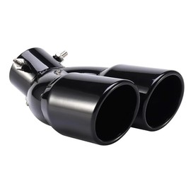 MOCNT Car Exhaust Tail Pipe Stainless Steel Car Exhaust End Pipe Muffler Tip Car Modified Thickened Tailpipe End Throat Dual Outlet End Tailpipe 63mm Black Bend
