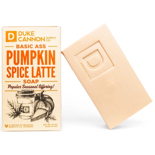 Duke Cannon Supply Co. Big Ass Brick of Soap - Pumpkin Spice Latte - All Skin Types, Masculine, Basic Ass, Pumpkin Spice Latte Scent, 10 oz