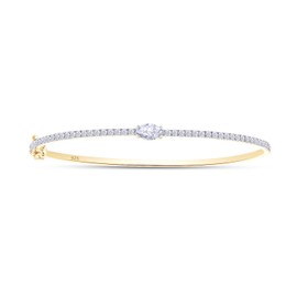 1 1/3 Carat Marquise & Round Cut Lab Created Moissanite Diamond Tennis Bangle Bracelet For Women In 14K Yellow Gold Over Sterling Silver Size : 6 Inch, (VVS1 Clarity, 1.30 Cttw)