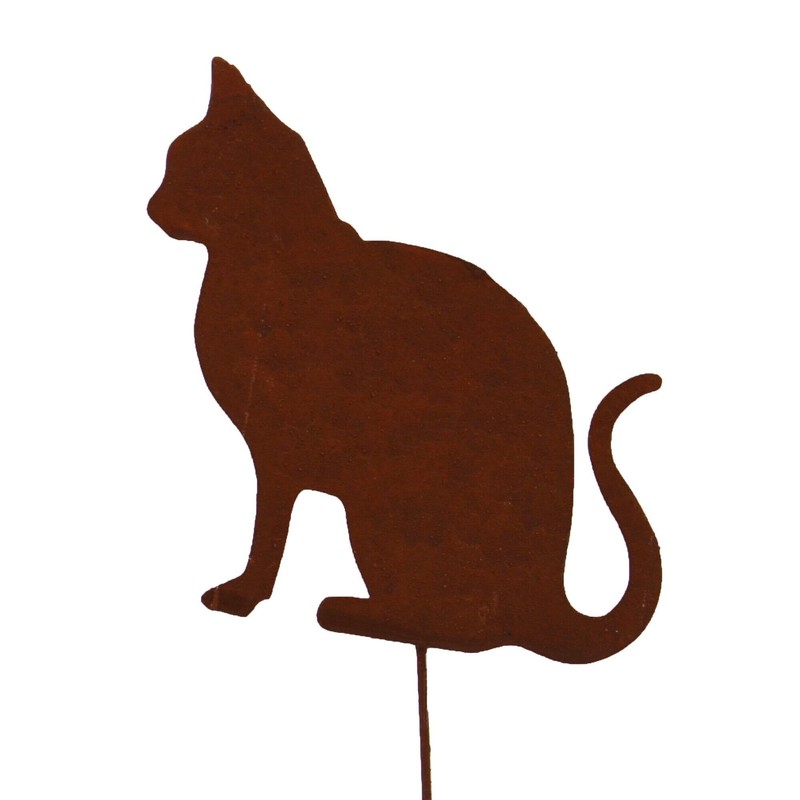 Unus Garden Cat Garden Stakes, Set of 3, Rust Stakes