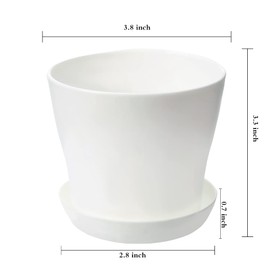 TDHDIKE 10 Pcs Plastic Planters Indoor Flower Plant Pots, Mini Flower Seedlings Nursery Pot/Planter/Flower Pot with Pallet, Modern Decorative Gardening Containers (White)
