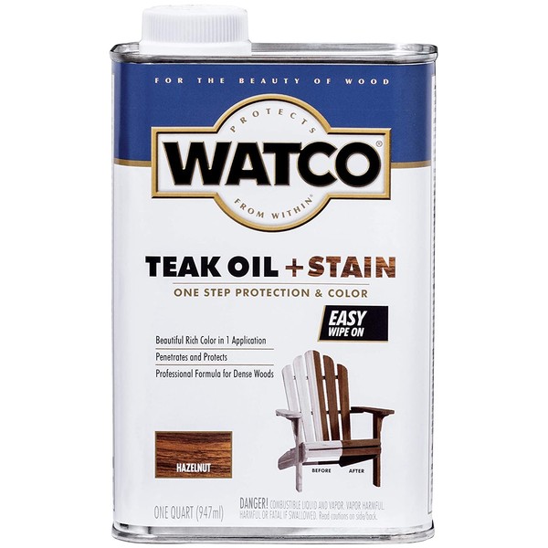Watco 348746 Teak Oil Plus Stain, Quart, Hazelnut