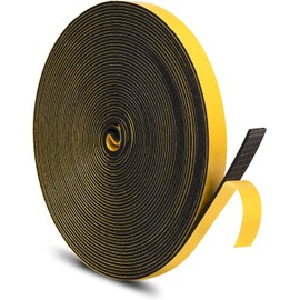 Draft Excluder for Doors/Windows, Weather Stripping 12mm(W) x 1.5mm(T) Gasket Seal Foam Tape，Anti-Collision Draught Excluder Shockproof Furniture Protector, 1 Roll, 10M Long Black