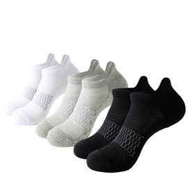 Ankle running socks women, Athletic cushioned low cut and No-Show sport socks(3/6 pairs) (US, Alpha, Medium, Regular, Regular, 3, Black/White/Grey)