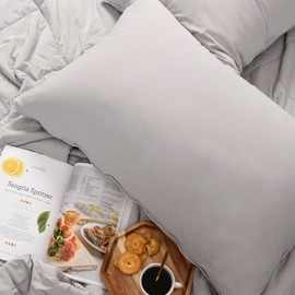 Hugs Living Cooling Pillowcase with Breathable Cooling Fabric for Hot Sleepers Night Sweats (Silver Grey, Queen: 20" x 30")