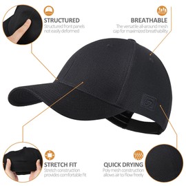 GADIEMKENSD Golf Hats Sport Caps Adjustable Running Hat Mens Baseball Cap Quick Dry Lightweight Breathable Trucker Hat Outdoor Hiking Run A Go Dad Structured Soft Coll Mesh Hat for Men Women Black