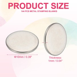 PATIKIL 144 Pcs Metal Stamping Blanks, 10mm Round Stamping Name Tags Stainless Steel Blanks Metal Plate Disc Circle for Laser Engraving Stamping Dog Tags Keychain Making
