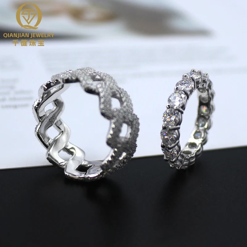 US Warehouse In-stock 925 Silver Tennis Moissanite Ring 4mm Width