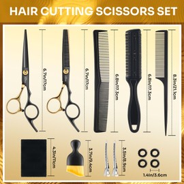 Hair Cutting Scissors Shears Kits, 14 Pcs Professional Hairdressing Set, Stainless Steel tijeras de peluqueria Shears Professional Thinning Scissors for Barber/Men/Women/Salon/Kids/Adults/Home