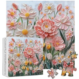 Spring Floral Puzzles for Adults 1000 Pieces, PICKFORU Wildflower Garden Flower Jigsaw Puzzle Oil Painting, Impossible Hard Plant Theme as Home Decor