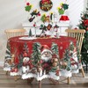 Round Christmas Tablecloth 60 inches - Red Snowman Table Cloth