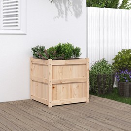 vidaXL Garden Planter Box - Solid Pine Wood, Square, 23.6"x23.6"x23.6", Outdoor Flower Container, Brown Natural