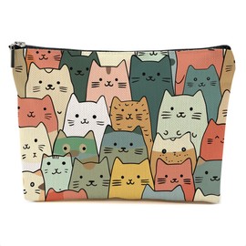 DHKG Cute Cat Makeup Bag Cat Gifts Cosmetic Bag Cat Lover Gifts for Women Girls Friends Niece Cat Themed Gifts Cat Stuff Travel Organizer Zipper Pouch Graduation Birthday Friendship Gifts