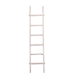 Tall Blanket Ladder, Decorative Freestanding Wooden Ladder For Quilt Storage, White, 19 L x 2 W x 76 H Inches
