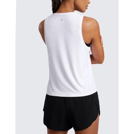 CRZ YOGA Cloudweight Crew Neck Workout Tanks Lightweight Athletic Gym Tops for Women Soft Basic Running Sleeveless Shirts White Large