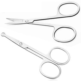 2 pcs Stainless Steel Nose Hair Scissors - Precision Trimming Tool for Men and Women, Perfect for Eyebrows, Facial Hair, and Ear Hair - Durable and Easy to Use