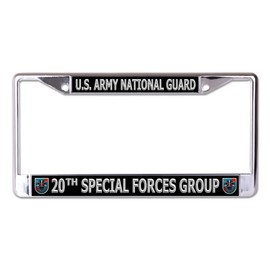U.S. Army National Guard 20th Special Forces Group Chrome License Plate Frame