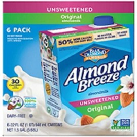 Almond Breeze Unsweetened Original Almond Milk, 6 pk./32 fl. oz. NO SHIP TO CA