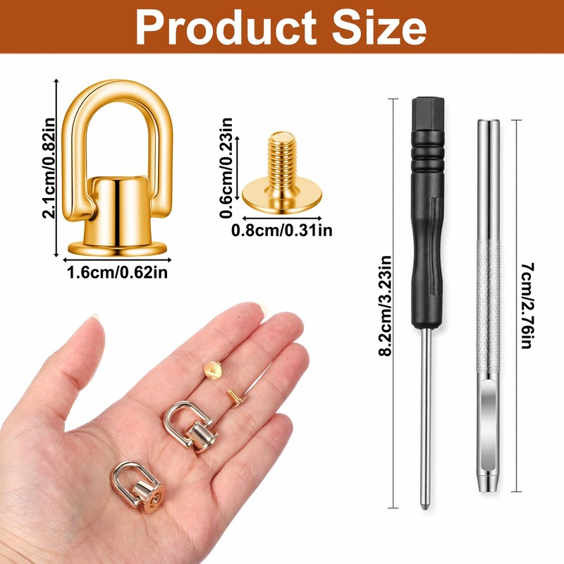 8 PCS D Rings for Bags, Gold Metal Bag Hardware