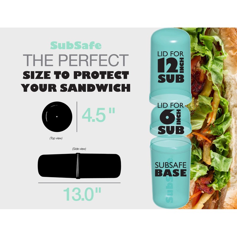 SubSafe Sub Sandwich Plastic Container for Coolers (Seafoam Green)