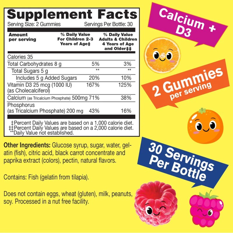 Wellyeah Calcio 500mg + Vitamina D3 1000 Iu Gomitas Niños