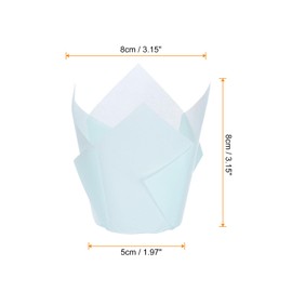 sourcing map 50pcs Tulip Cupcake Liners Greaseproof Baking Cups Paper Cupcake Wrappers Holders for Parties Weddings Birthdays, Blue
