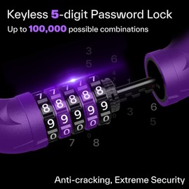 Sportneer Bike Lock - 5 Digit Combination High Security Anti Theft Bike Chain Lock - 3.2ft Heavy Duty Resettable Keyless Bicycle Lock for Bike, Motorcycle, Scooter, Door & Gate - 6mm Thick