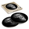 2 x Round Coasters - Black & White Gorilla Wild