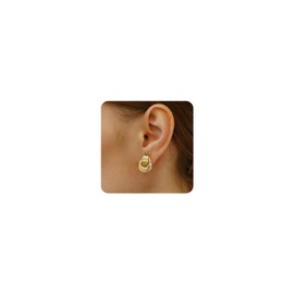 TOVABA Gold Statement Geometric Dangle Drop Earrings for Women 14k Gold Trendy Knot Dangle Earrings Chunky Double Drop Earrings Twisted Hypoallergenic Dangle Earrings for Women Trendy