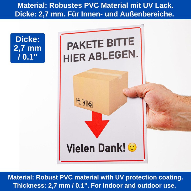 Sign "PAKETE BITTE HERE ABGEN. VIELEN DANK!", 1 piece, 30