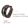 Cupimatch Men Brown Adjustable Wide Leather Bracelet, Alloy Punk Braided