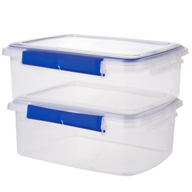 MUXHEL 2 recipientes grandes de almacenamiento de alimentos con tapa hermética, recipiente reutilizable de 5.5 l, caja de pan de plástico de grado alimenticio para pan casero, galletas, alimentos