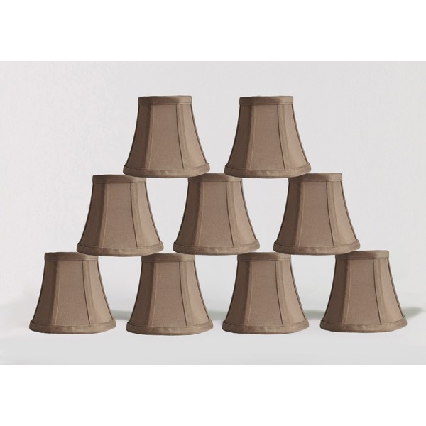 Urbanest Set of 9 Chandelier Mini Lamp Shades 5-inch, Bell, Clip On, Taupe