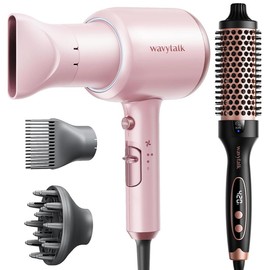 Wavytalk Negative Ion Single Thermal brush 1.5 Inch and Professional Ionic Hair Dryer with Diffuser - Combined Variations: 55US-196RG-nMSn7ezr,35US-PIN5917DC-1H