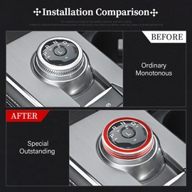 LECART Car Interior Accessories Fit for Ford Explorer 2024 2023 2022 2021 2020 PRND Shift Knob & Ignition Button Cover Stickers Red Auto Decoration Stylish Metal Decal Decor Trims 3Pcs