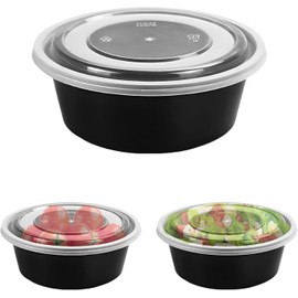 Pack de 30 recipientes para la preparación de comidas, recipientes de almacenamiento de alimentos de plástico con tapas, recipientes para la preparación de comidas redondos, sin BPA, recipientes para
