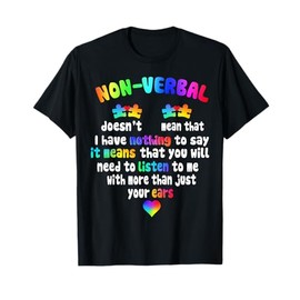 I Have NON-VERBAL Puzzle Piece Neon Pastel Autism Awareness T-Shirt