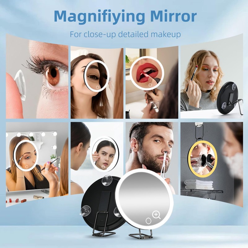 saiggnyy 6" 30X Magnifying Mirror with Light Suction Cup,Led Close