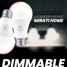 Mirati Foco Inteligente Luz Rgb 9w Wifi Compatible Con Alexa Luz Calida Y Fria Fácil Instalación Manejo Por App Multicolor