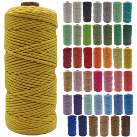 GUEEPN 328 Feet 3mm Cotton Butchers String Twine,100% Cotton Kitchen Twine String for Gift Wrapping Gardening Kitchen Butcher Crocheting Knitting DIY Wall Hanging (Lemon Yellow)