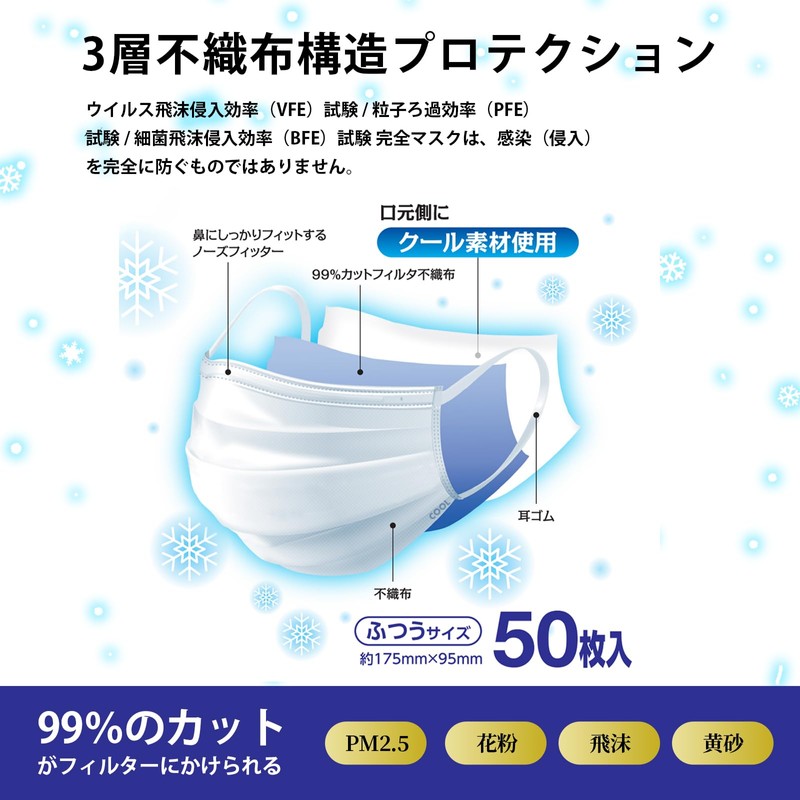 AI-Will Non-Woven Mask Cool Mask, 200 Sheets (50 Sheets x