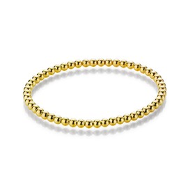 YDF Ball Bracelet Flexible 4 mm 925 Sterling Silver Yellow Gold Plated Stretchy Elastic Premium Quality, Sterling Silver Yellow Gold