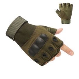 HYCOPROT Fingerless Gloves, Knuckle Protective Breathable Lightweight Outdoor Gloves for Hunting, Shooting, Climbing, Motorcycling