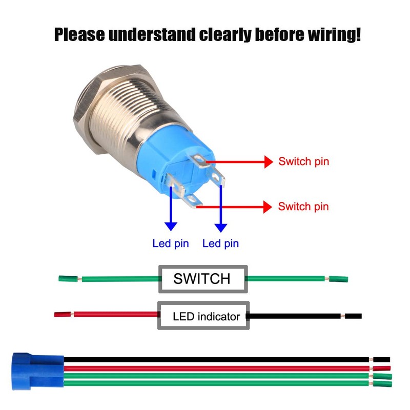 Gebildet 2pcs 0.47 Inch/12mm Stainless Steel Momentary Push Button Switch