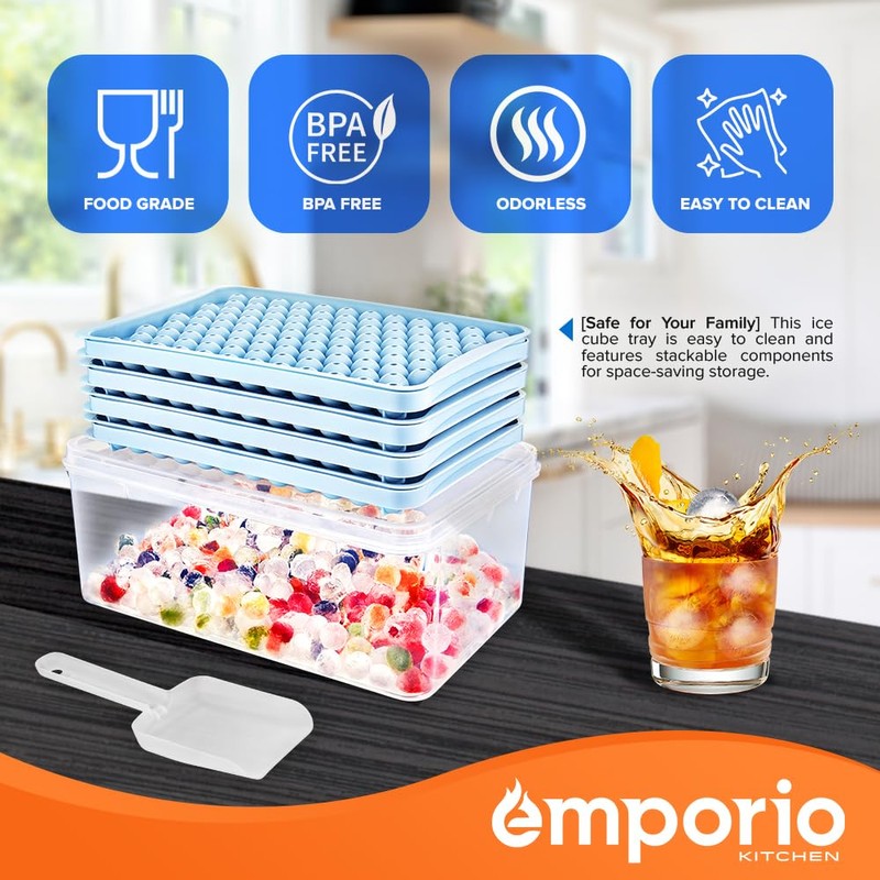 Round Ice Cube Tray with Lid and Bin – Creates
