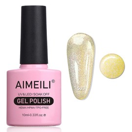 AIMEILI Hema Free Laser Rainbow Glitter Gel Nail Polish Neon Reflective Gel Polish Soak Off U V LED Bright Gel Polish Colors for Nail Art -503 10ml